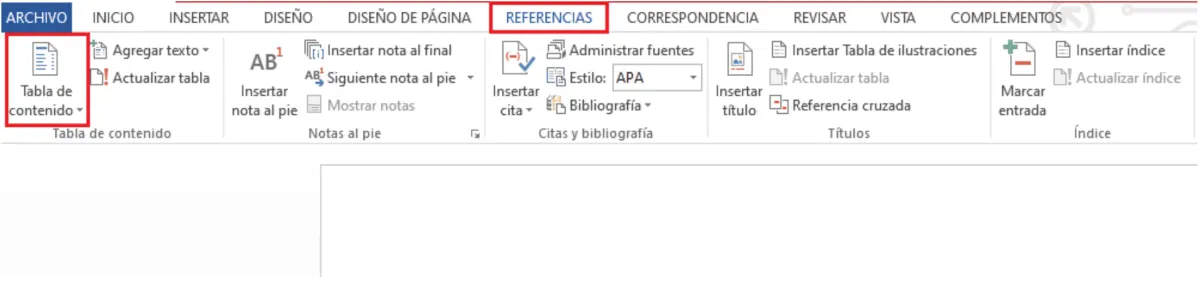 como hacer un índice en word