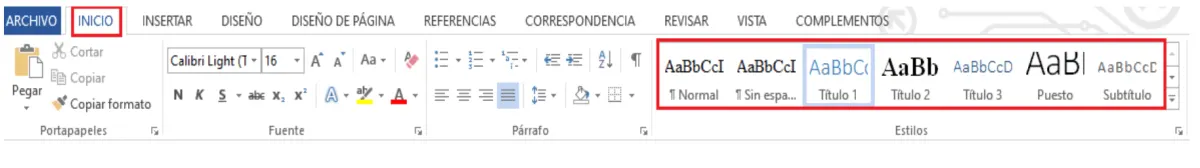índice en word
